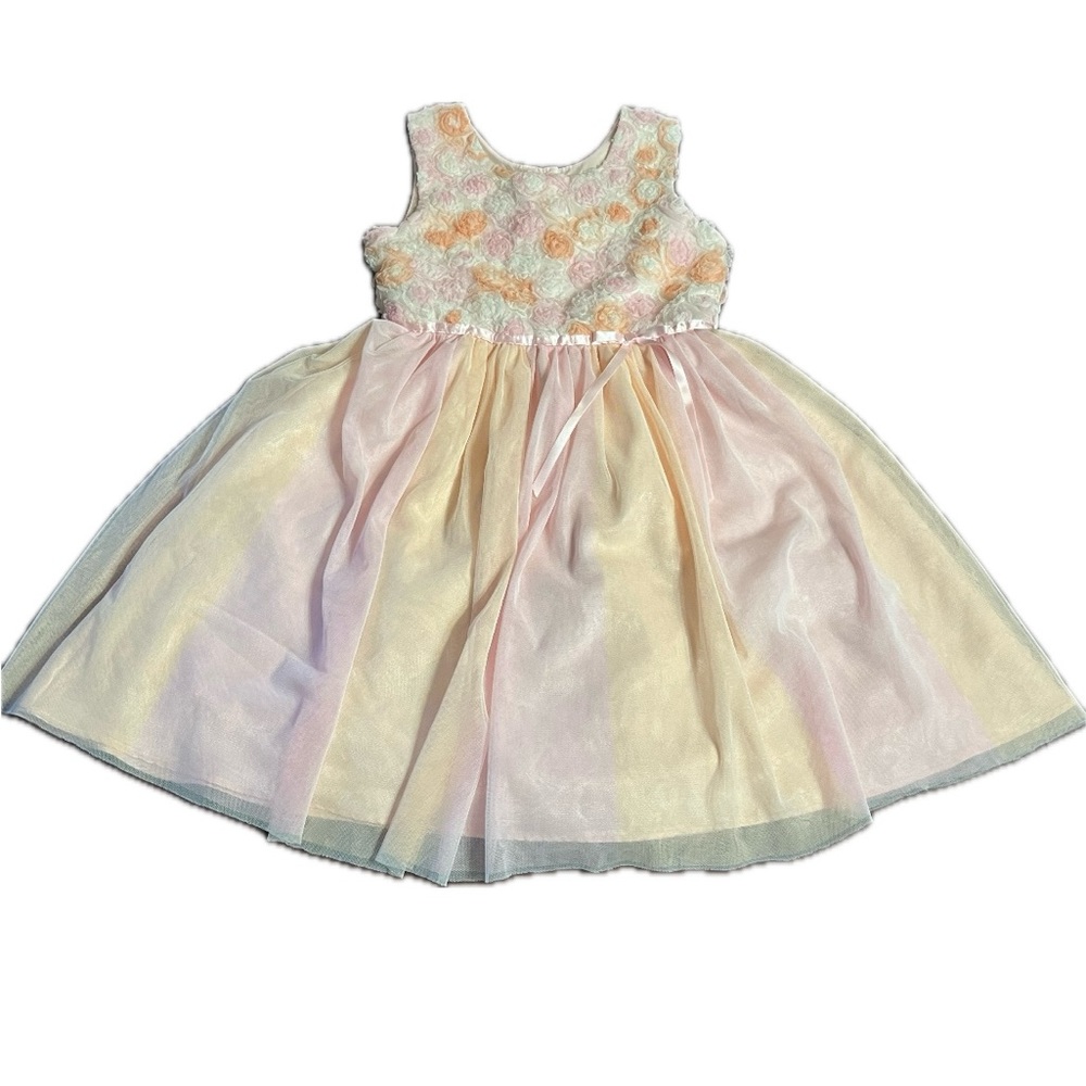 Girls flowered party Christmas dress. Tutu sleeveless Size 8 Easter